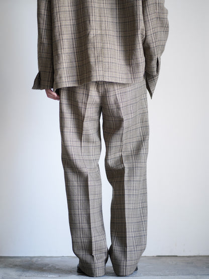 SILK LINEN NEP CHECK SLACKS