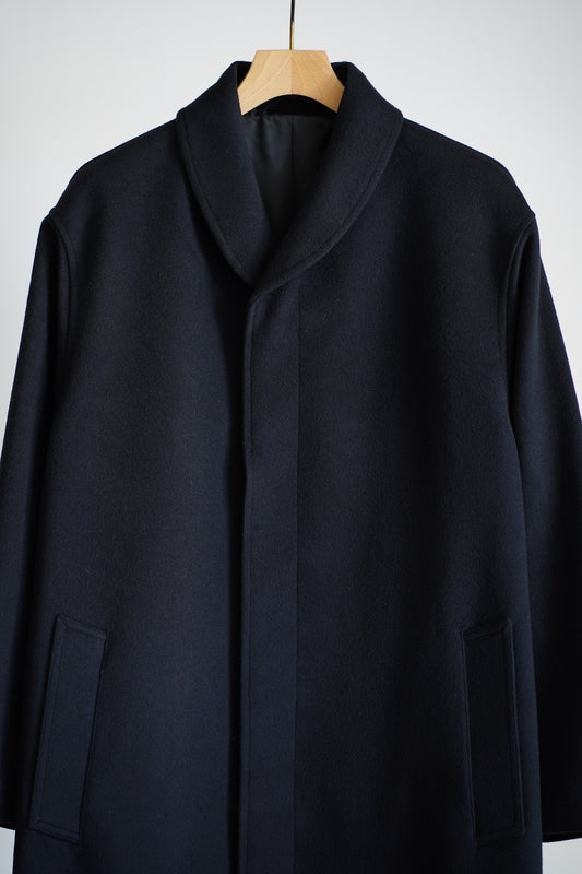 SUPER FINE WOOL MOSSER SHAWL COLLAR COAT