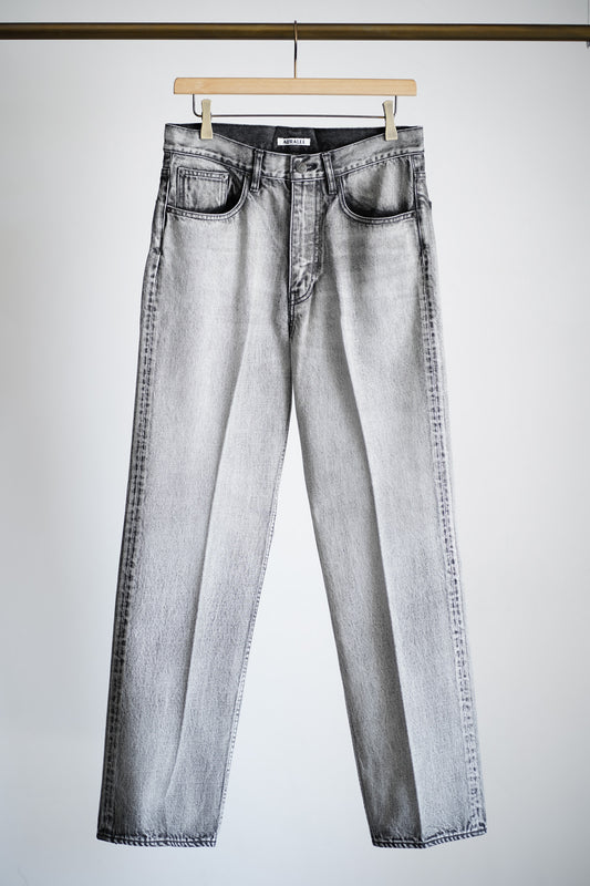 FADED HEAVY DENIM CENTER-PLEATED PANTS