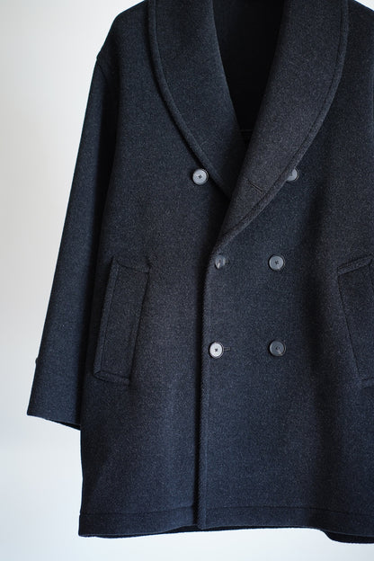 WOOL HERRINGBONE SHAWL COLLAR COAT