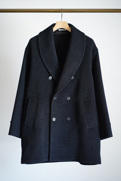 WOOL HERRINGBONE SHAWL COLLAR COAT