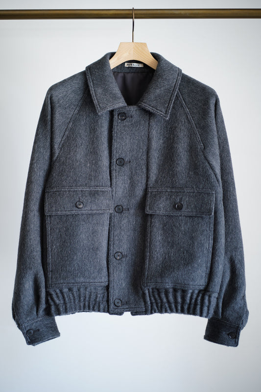 HAIRY WOOL MOHAIR CHAMBRAY BLOUSON