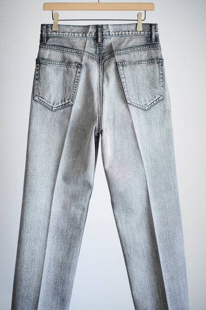 FADED HEAVY DENIM CENTER-PLEATED PANTS