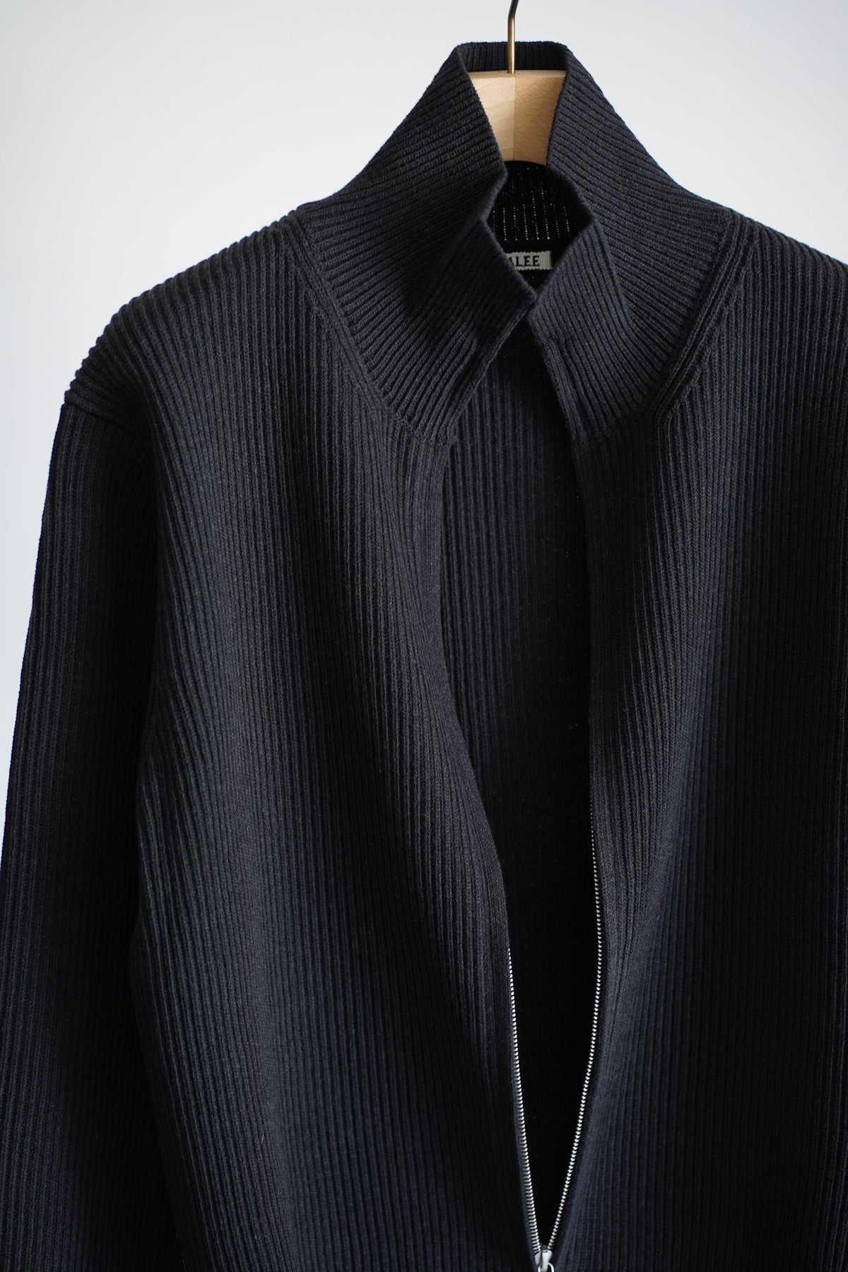 SUPER FINE WOOL RIB KNIT ZIP CARDIGAN