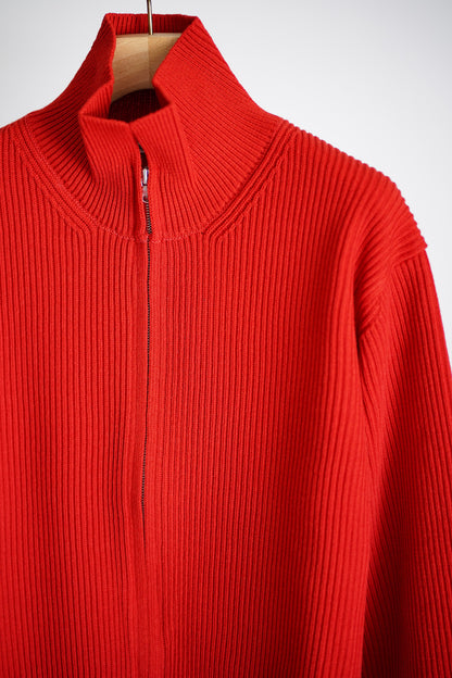 SUPER FINE WOOL RIB KNIT ZIP CARDIGAN