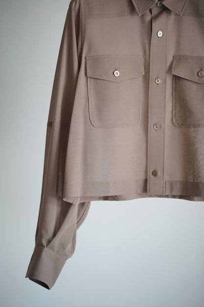 T/W VOILE BALLOON SLEEVE CROPPED SHIRT