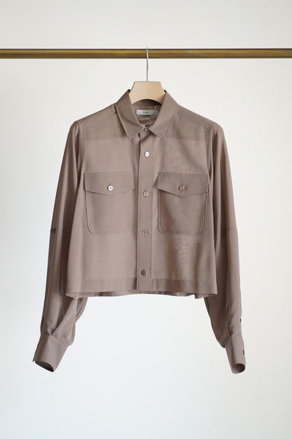 T/W VOILE BALLOON SLEEVE CROPPED SHIRT