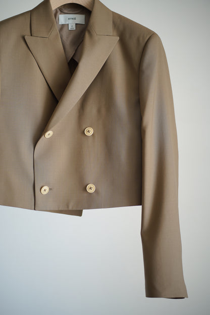 WOOL DOUBLE-BREASTED CROPPED BLAZER