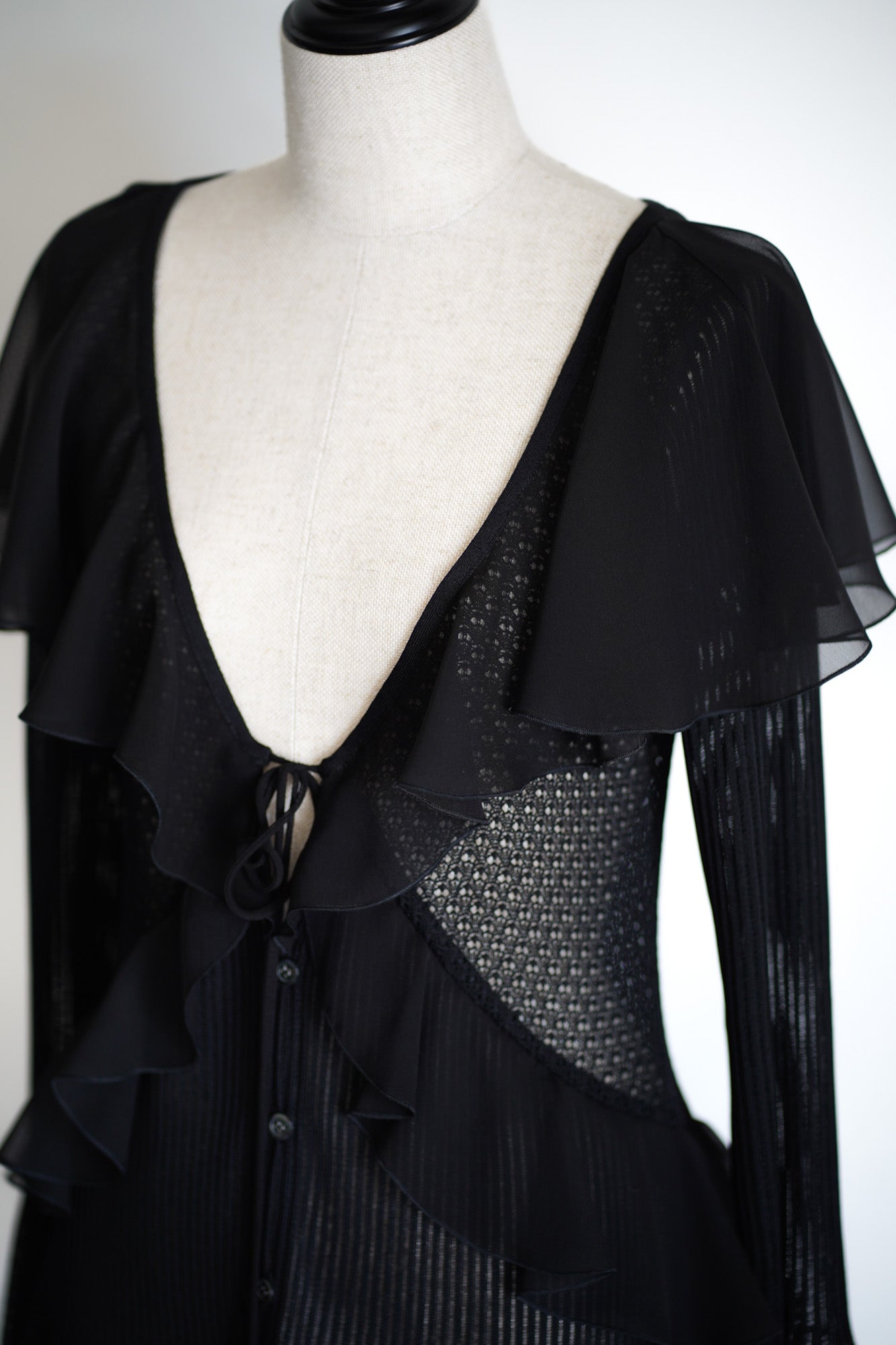 LACE KNIT LONGLINE CARDIGAN