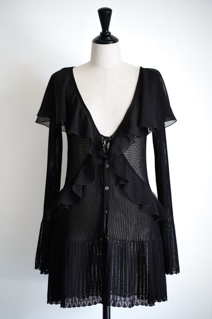 LACE KNIT LONGLINE CARDIGAN
