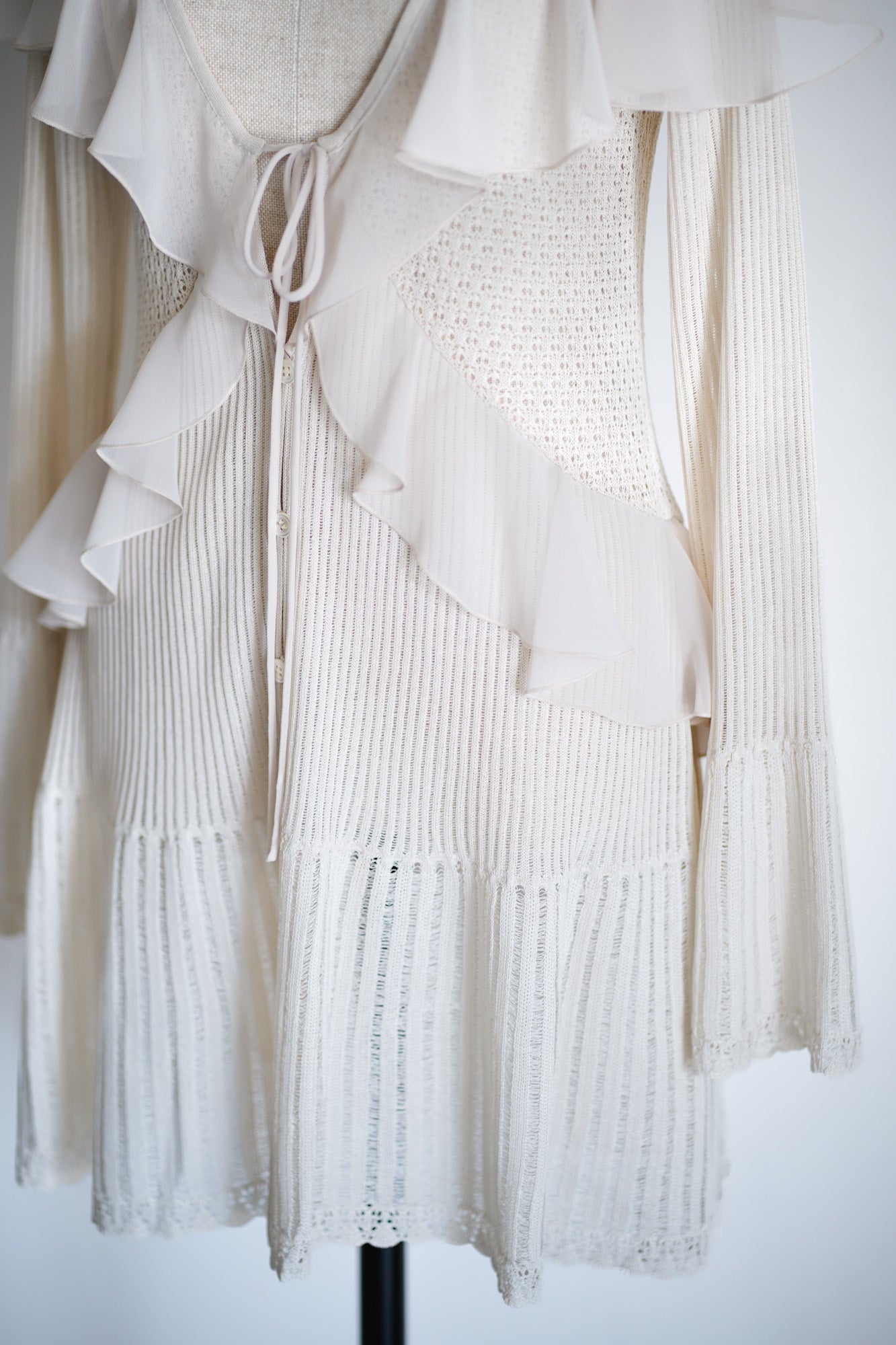 LACE KNIT LONGLINE CARDIGAN