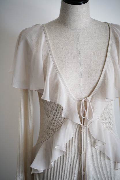 LACE KNIT LONGLINE CARDIGAN
