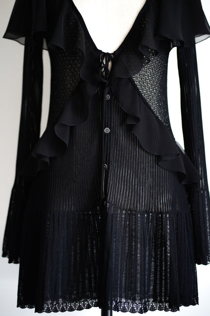 LACE KNIT LONGLINE CARDIGAN