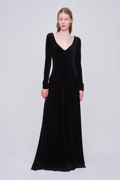 VELOUR SWEETHEART MAXI DRESS