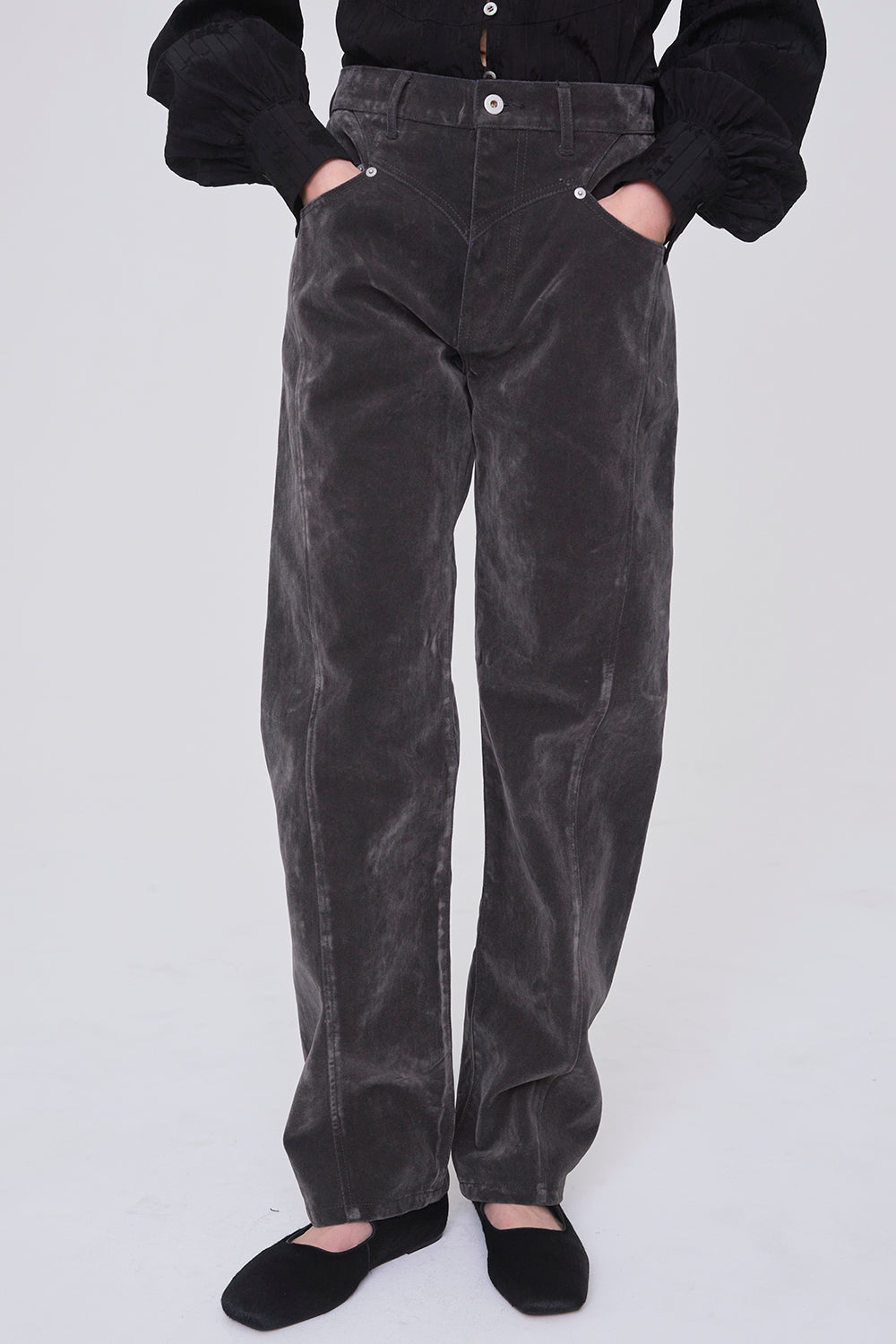 FLOCKED DENIM SLIM JEANS