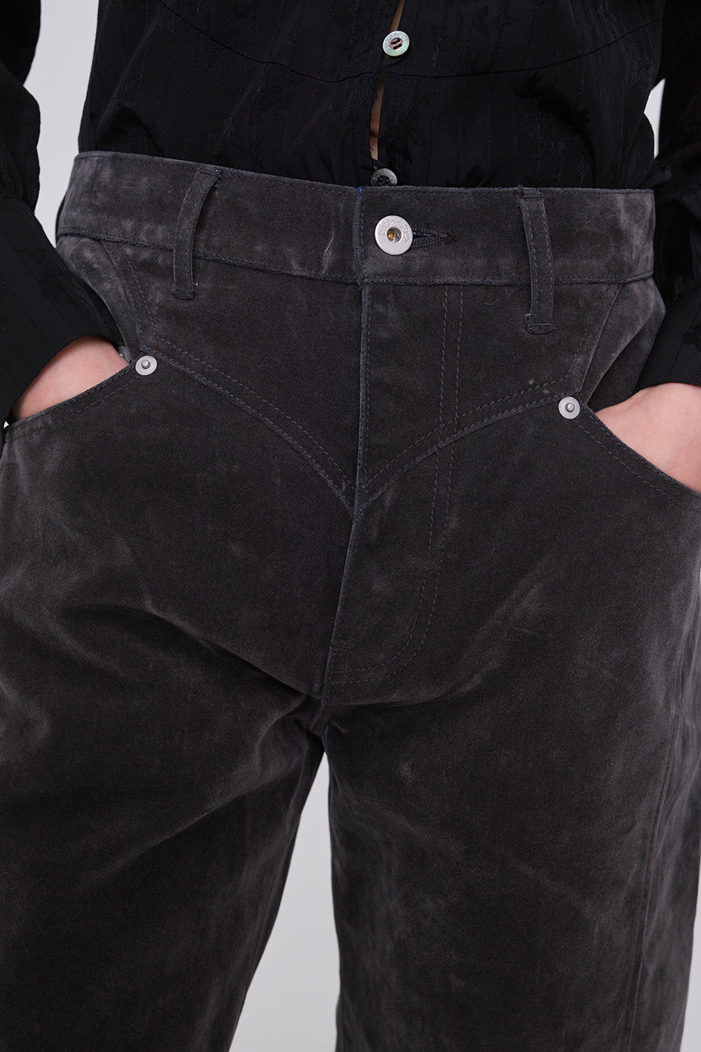 FLOCKED DENIM SLIM JEANS