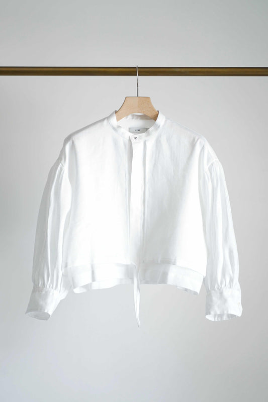 LINEN BALLOON SLEEVE BLOUSE