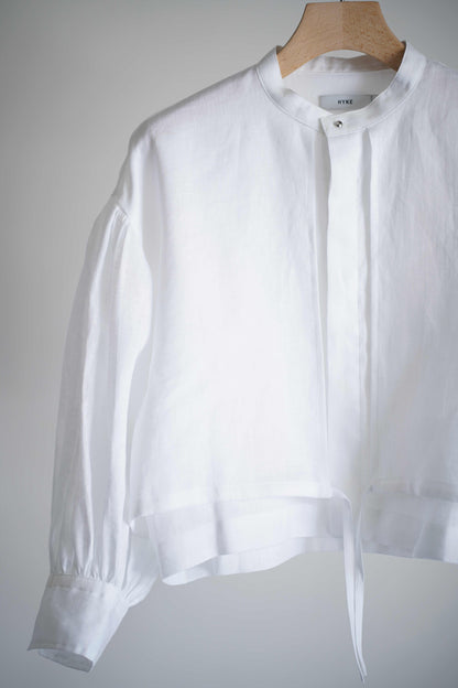 LINEN BALLOON SLEEVE BLOUSE