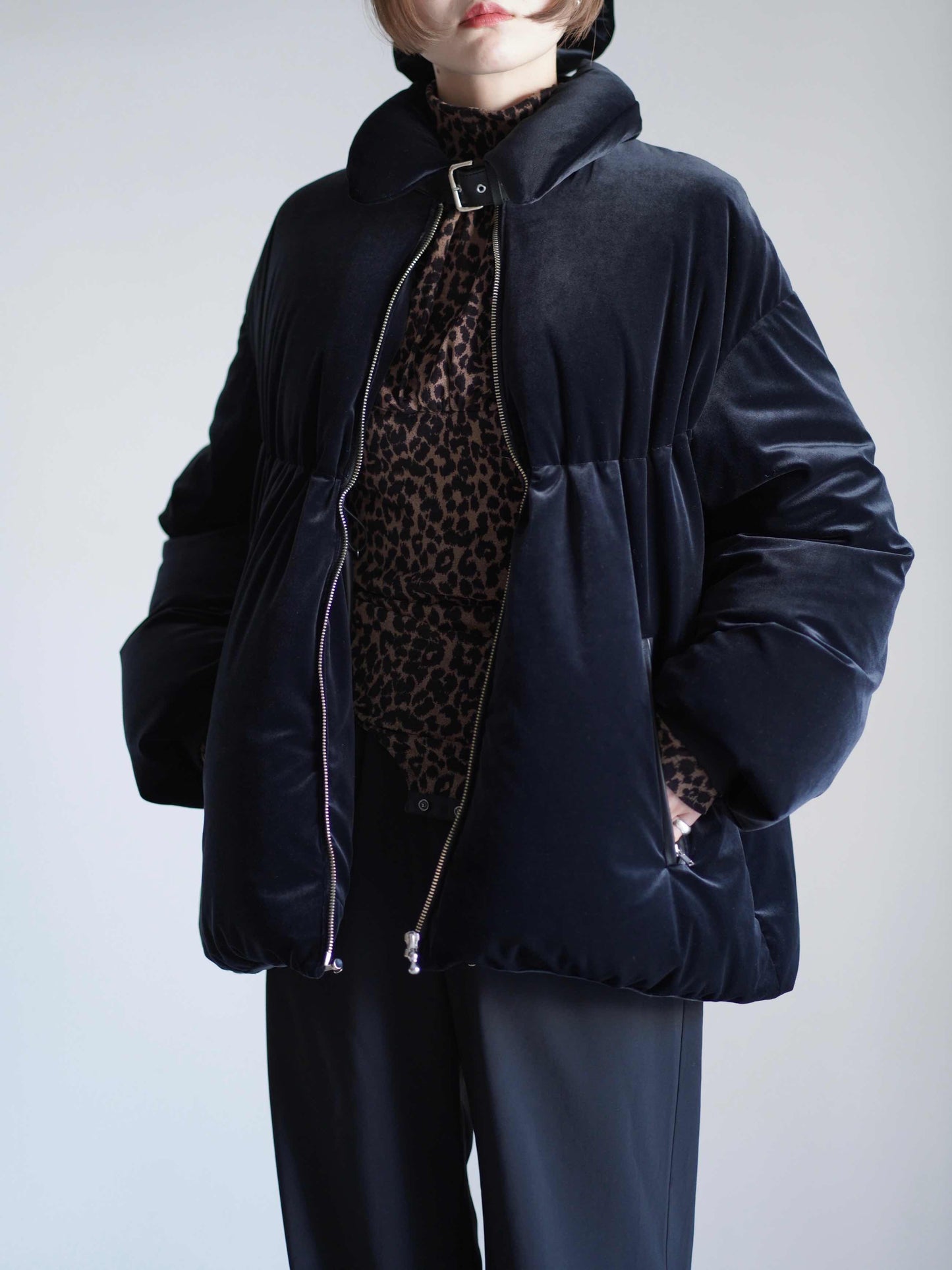 Velour down coat