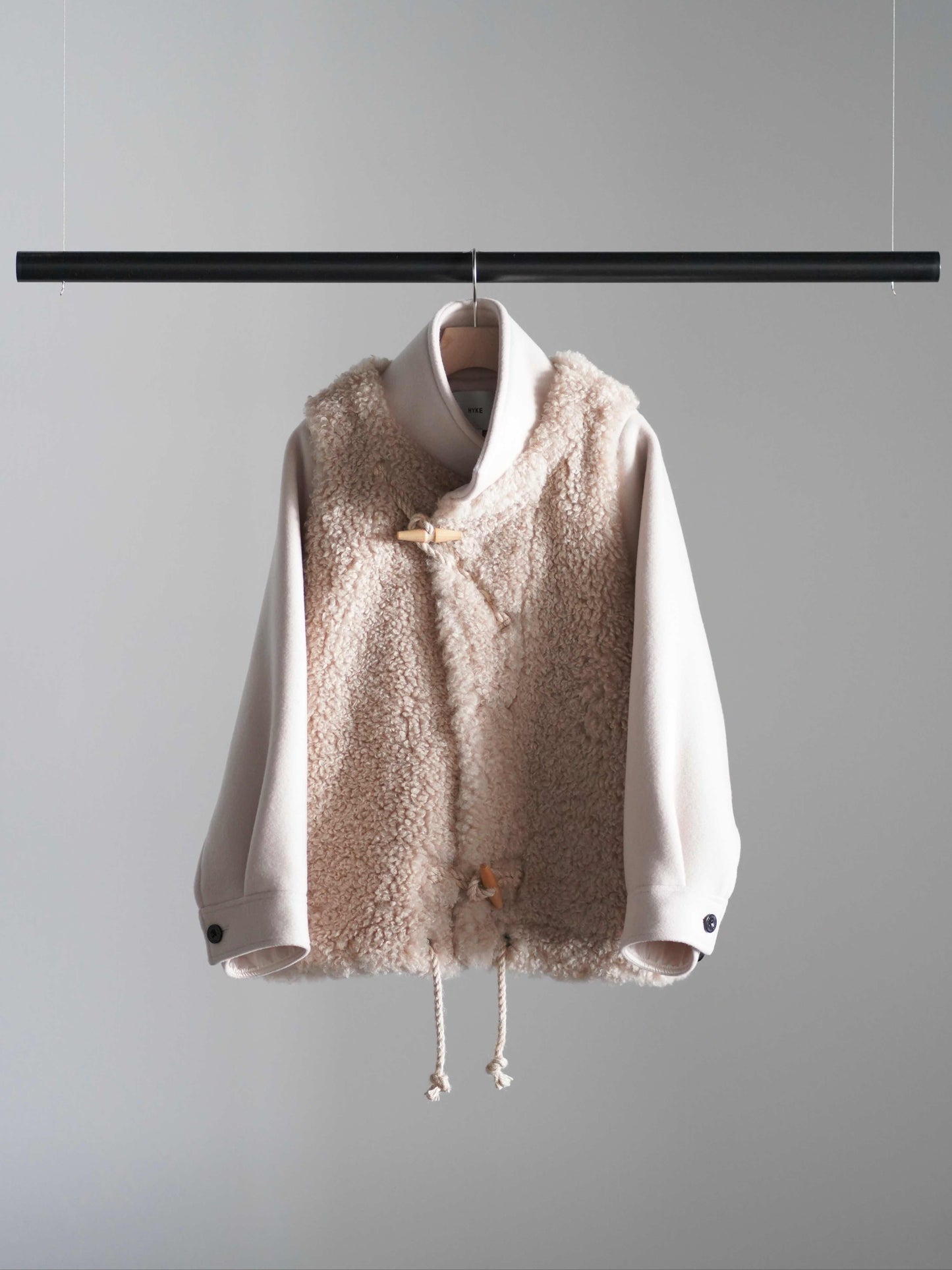 DOUBLE FACE FAUX SHEARLING DUFFEL JACKET