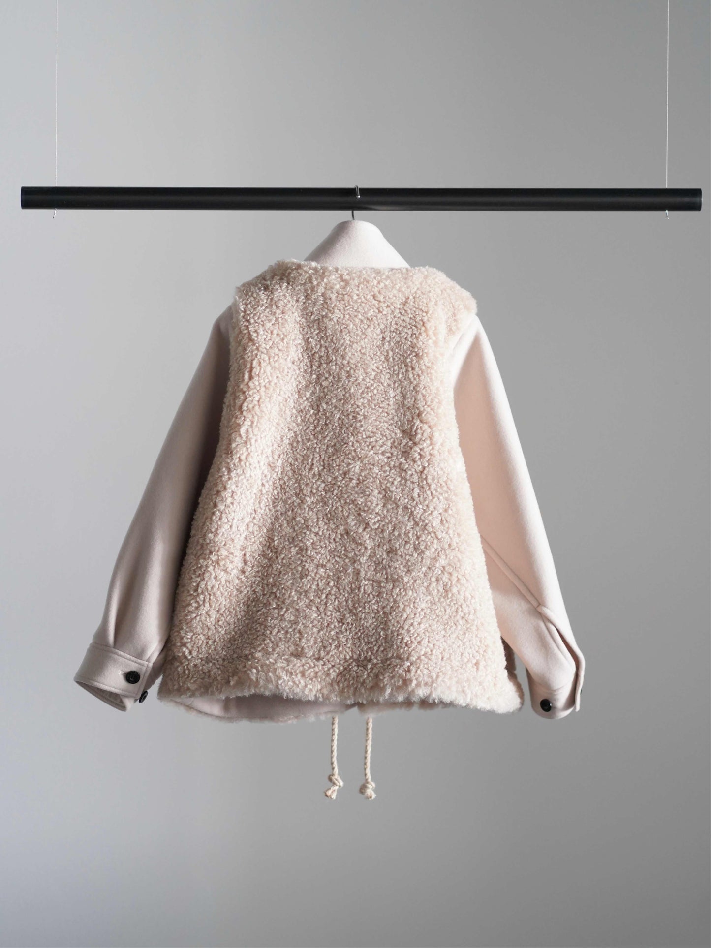 DOUBLE FACE FAUX SHEARLING DUFFEL JACKET