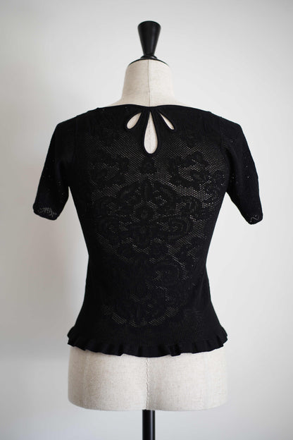 DAMASK LACE SCOOP-NECK TOP