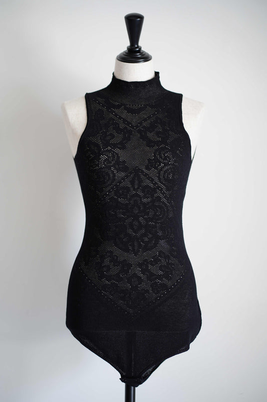 DAMASK LACE KNIT TURTLENECK BODYSUIT