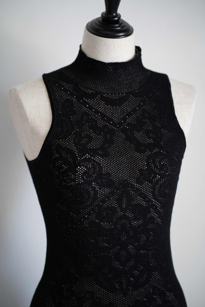 DAMASK LACE KNIT TURTLENECK BODYSUIT