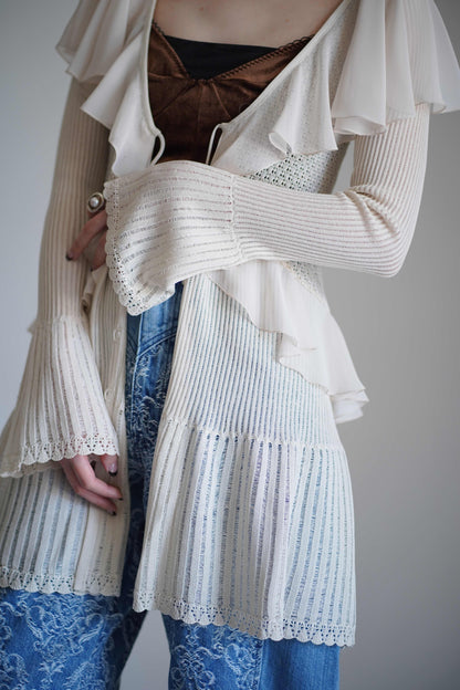LACE KNIT LONGLINE CARDIGAN