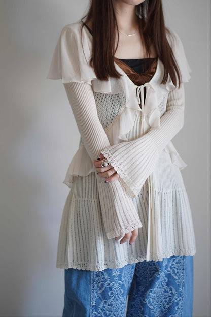 LACE KNIT LONGLINE CARDIGAN
