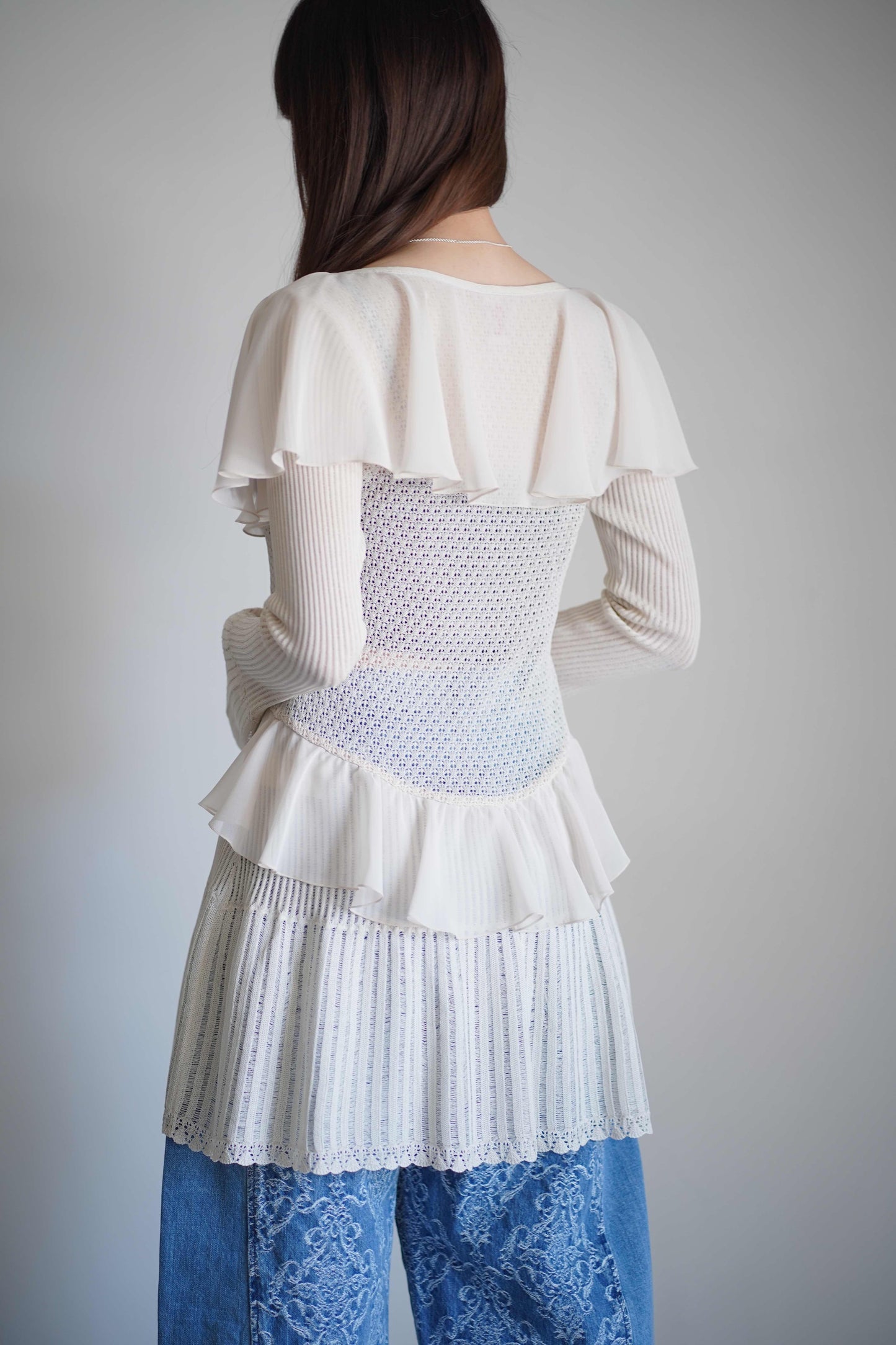 LACE KNIT LONGLINE CARDIGAN