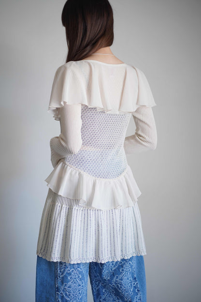 LACE KNIT LONGLINE CARDIGAN