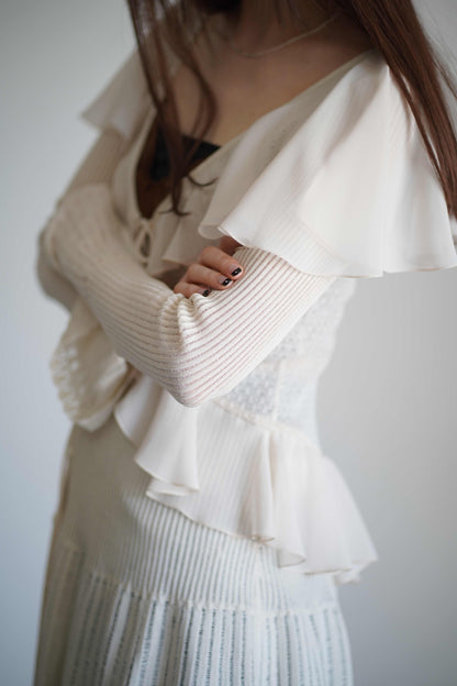 LACE KNIT LONGLINE CARDIGAN