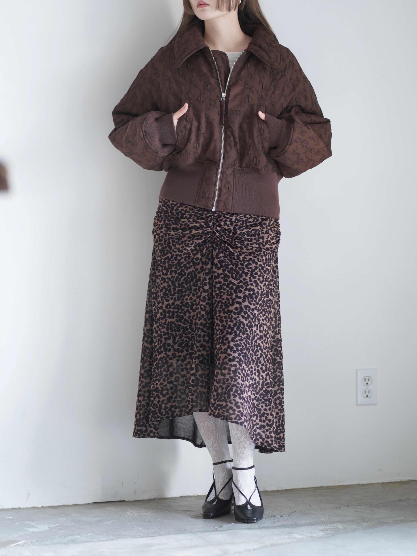 Floral jacquard bomber jacket