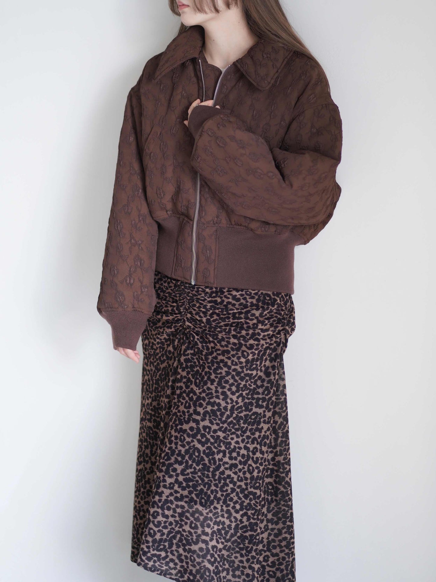 Floral jacquard bomber jacket