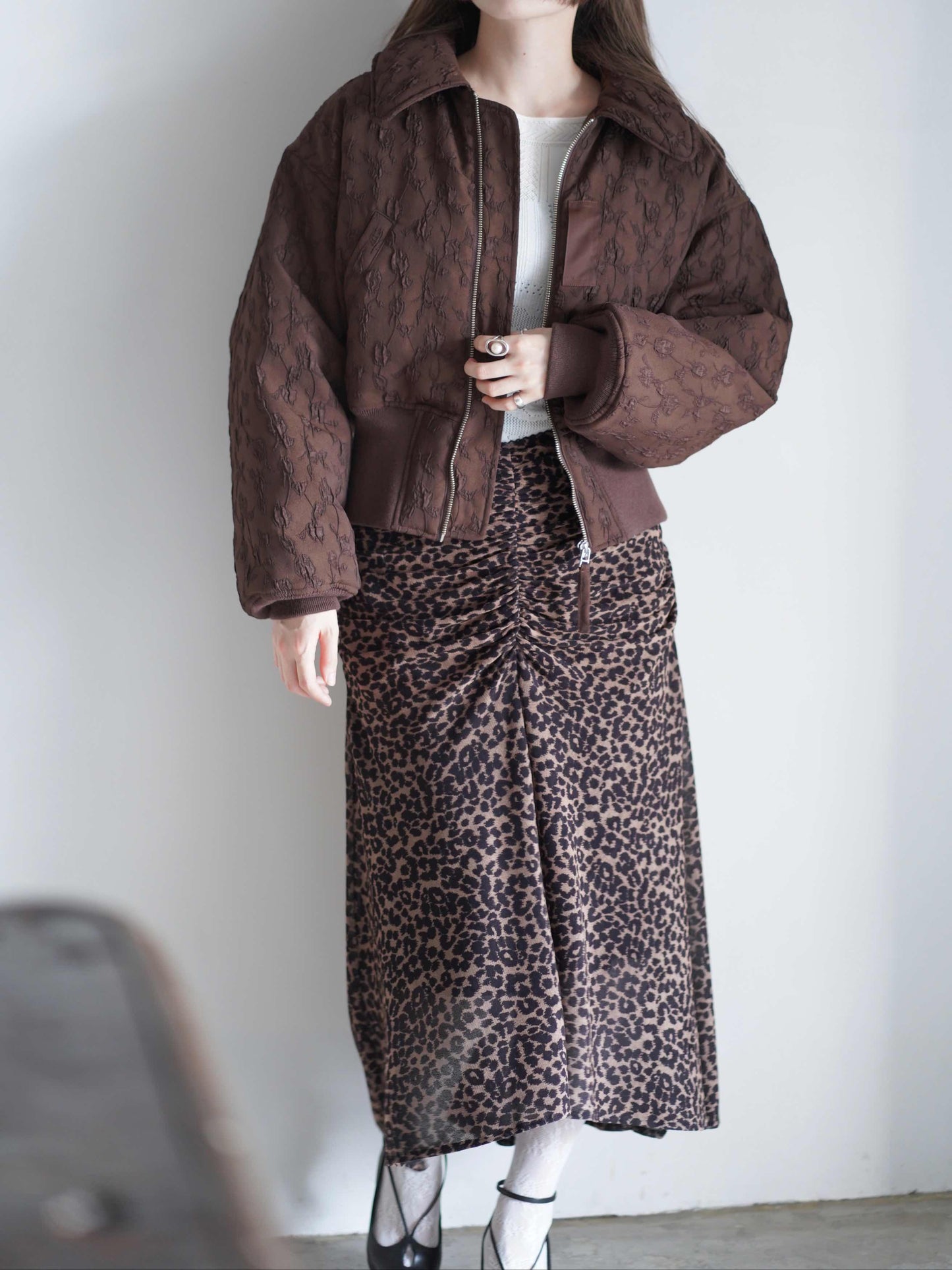 Floral jacquard bomber jacket