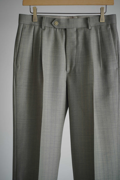 BLUEFACED WOOL TWO-TUCK SLACKS