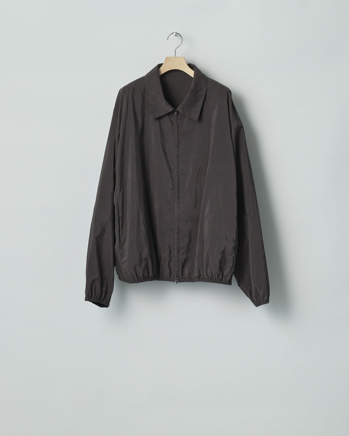 SILK NYLON COLLARED ZIP JACKET