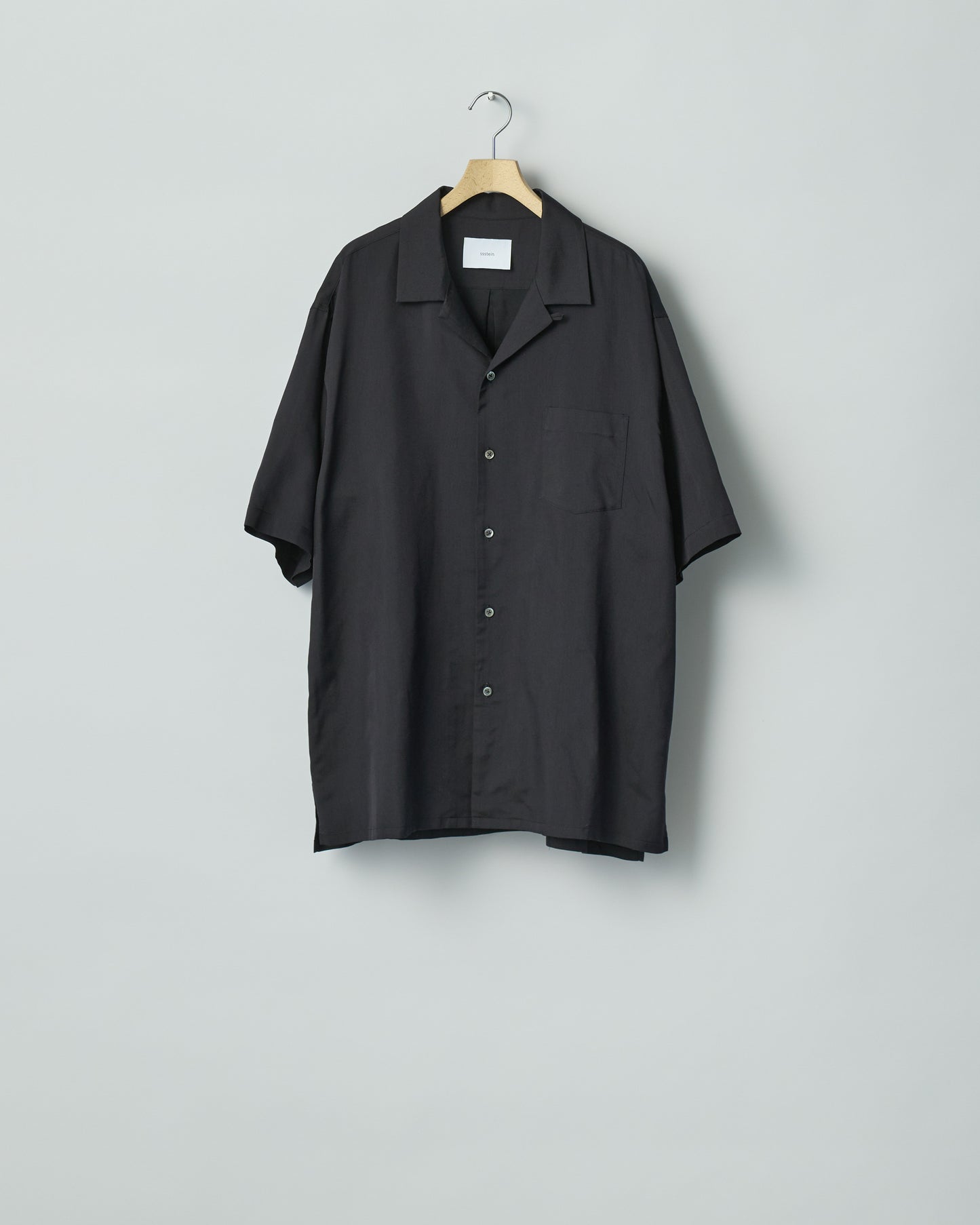 SILK CUPRO TWILL OPEN COLLAR S/S SHIRT
