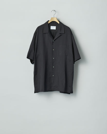 SILK CUPRO TWILL OPEN COLLAR S/S SHIRT