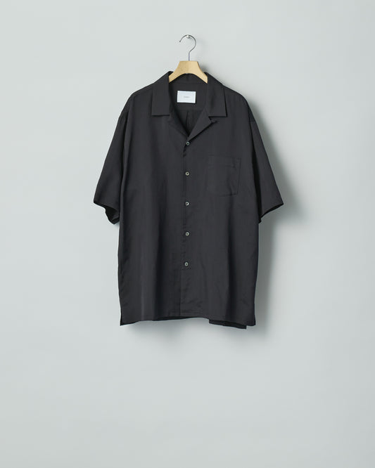 SILK CUPRO TWILL OPEN COLLAR S/S SHIRT