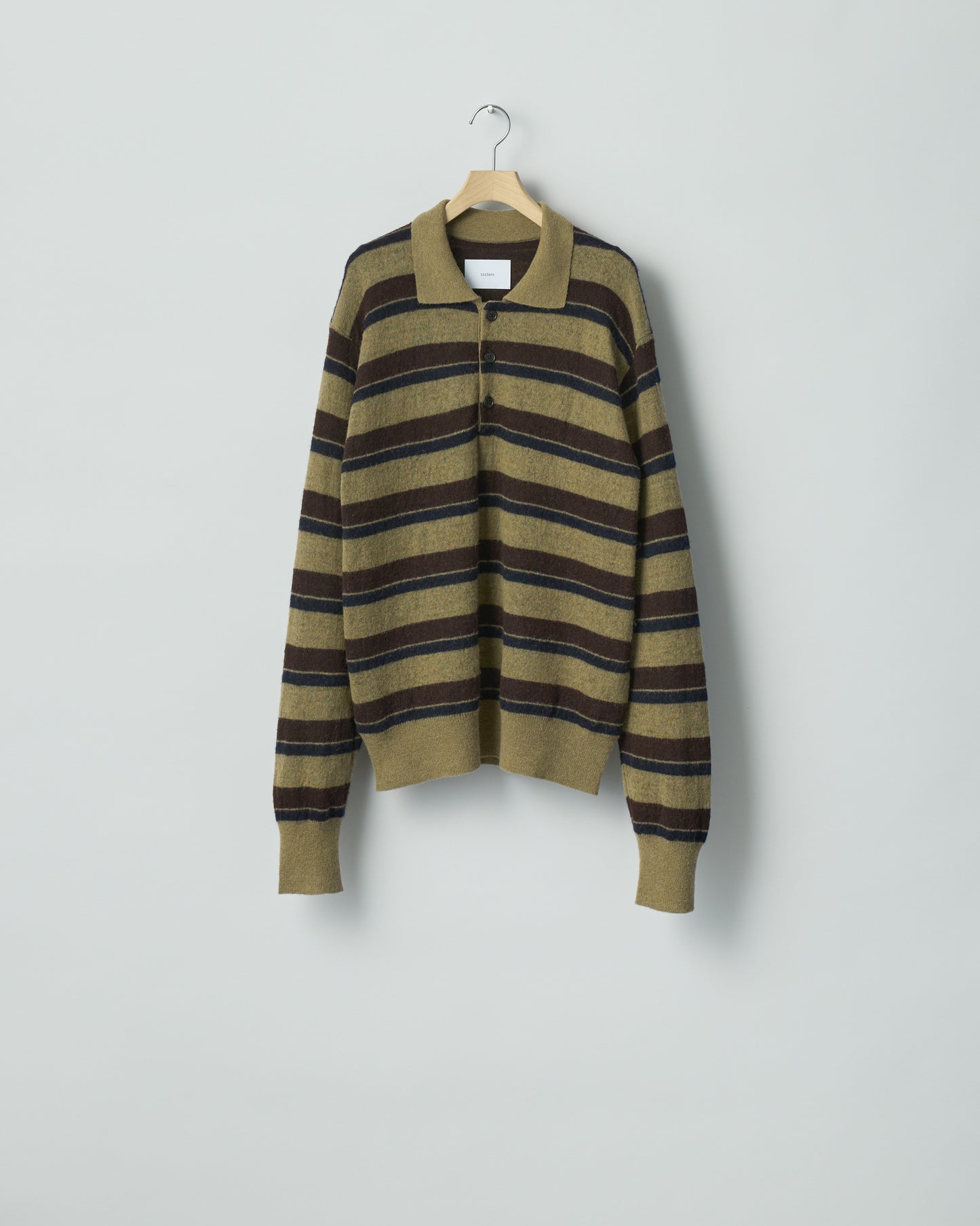 W/AL/NY KNIT STRIPE POLO LS