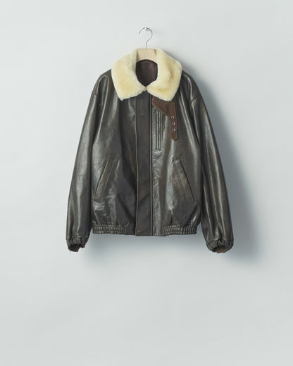 MOUTON COLLAR CALF ZIP JACKET