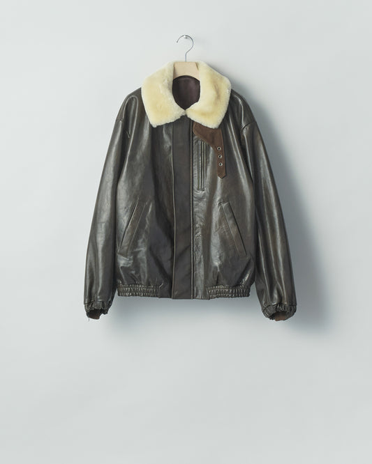 MOUTON COLLAR CALF ZIP JACKET
