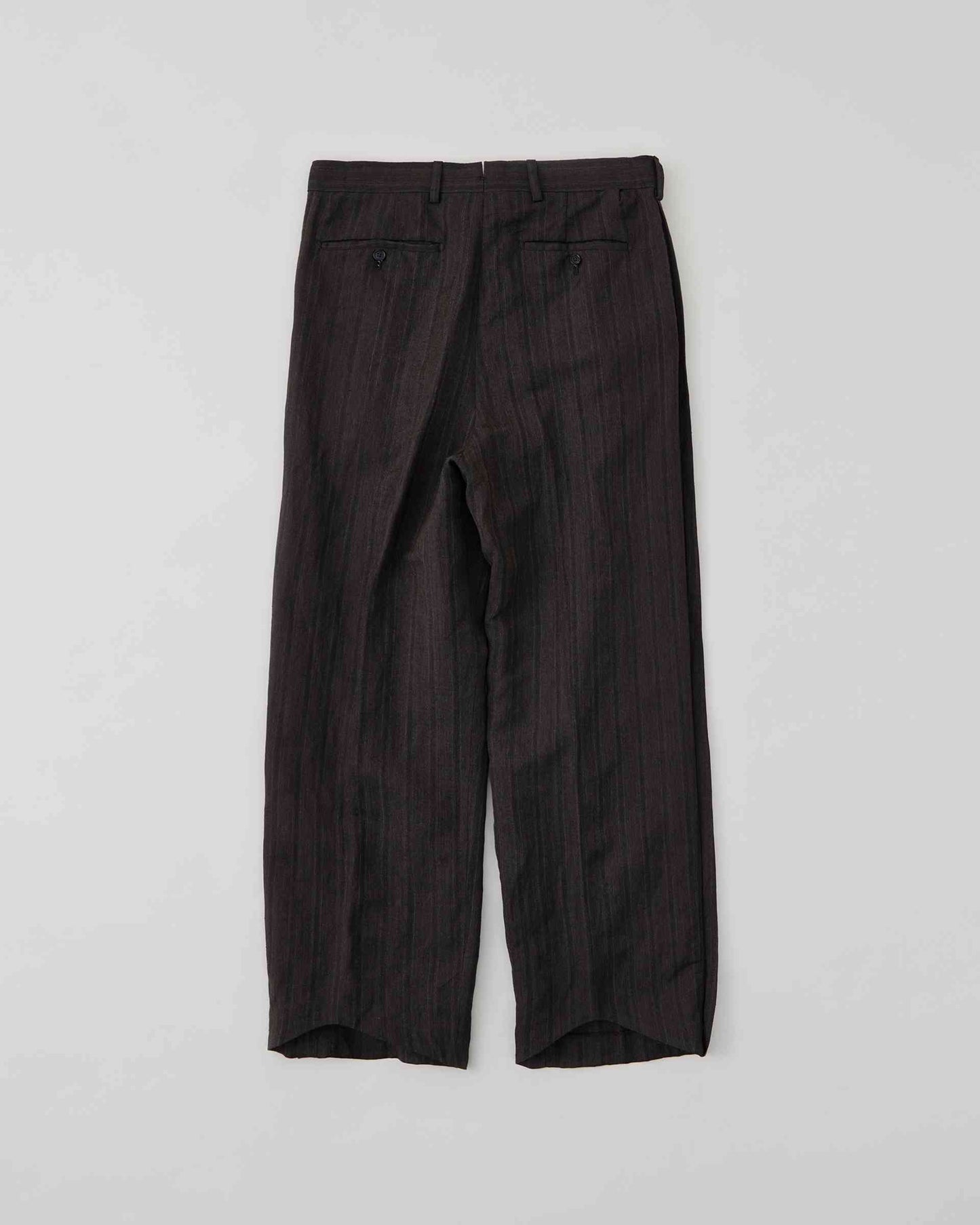 S.SCHENKER / ウールリネンストライプ フライングVトラウザー