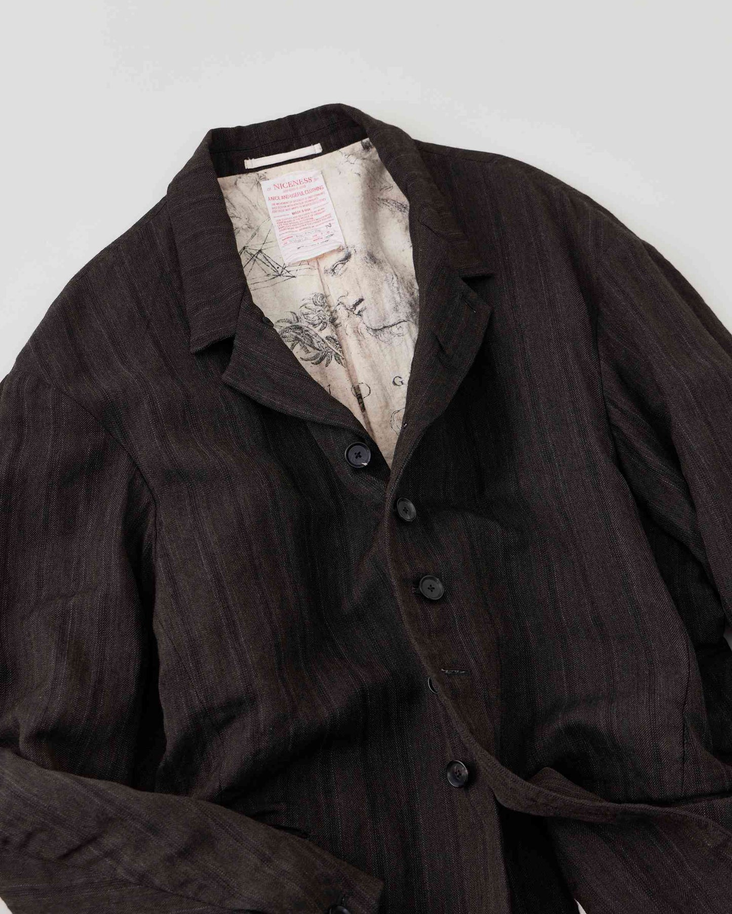 S.SLASH / ウールリネンストライプ アーミッシュジャケット