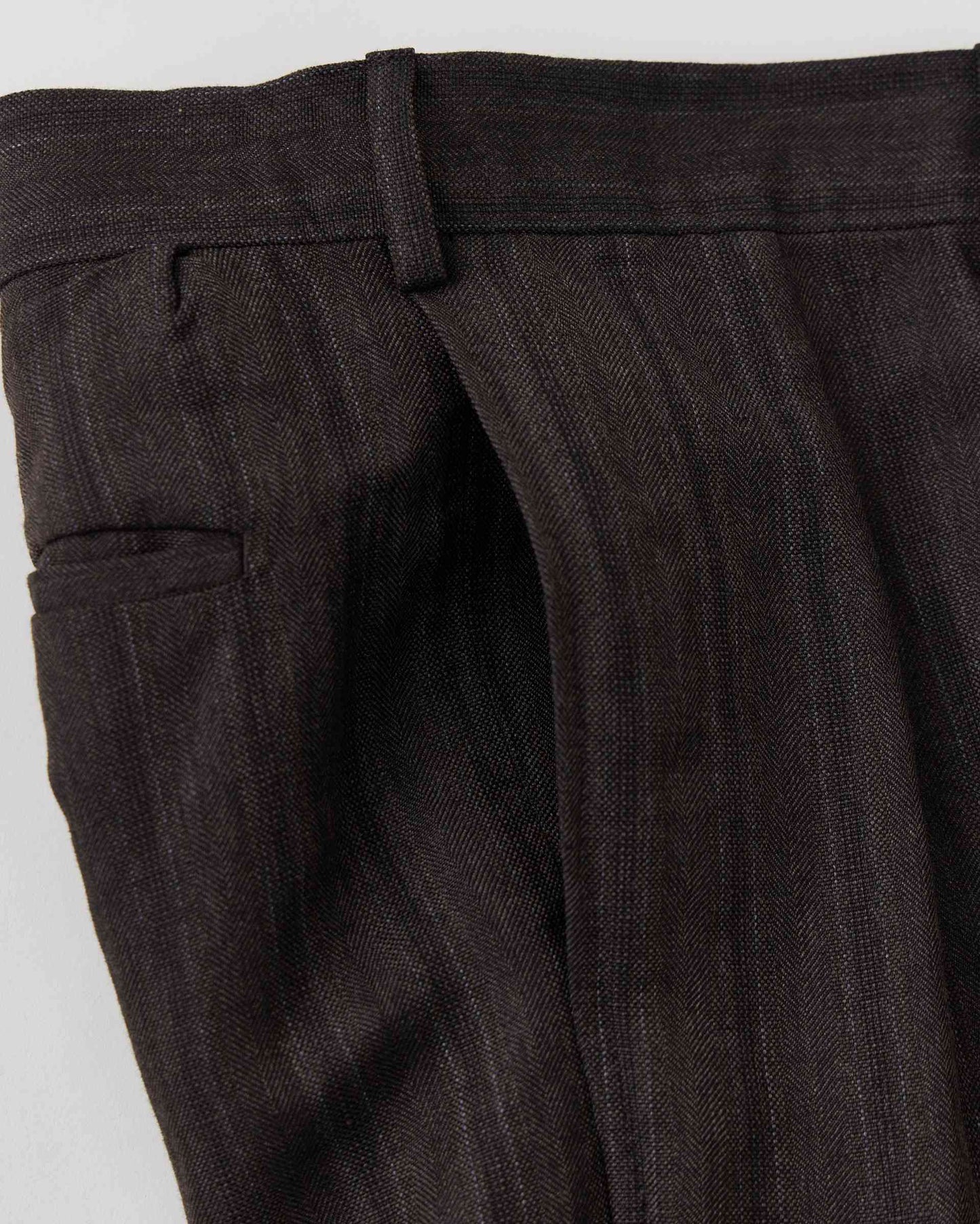 S.SCHENKER / ウールリネンストライプ フライングVトラウザー