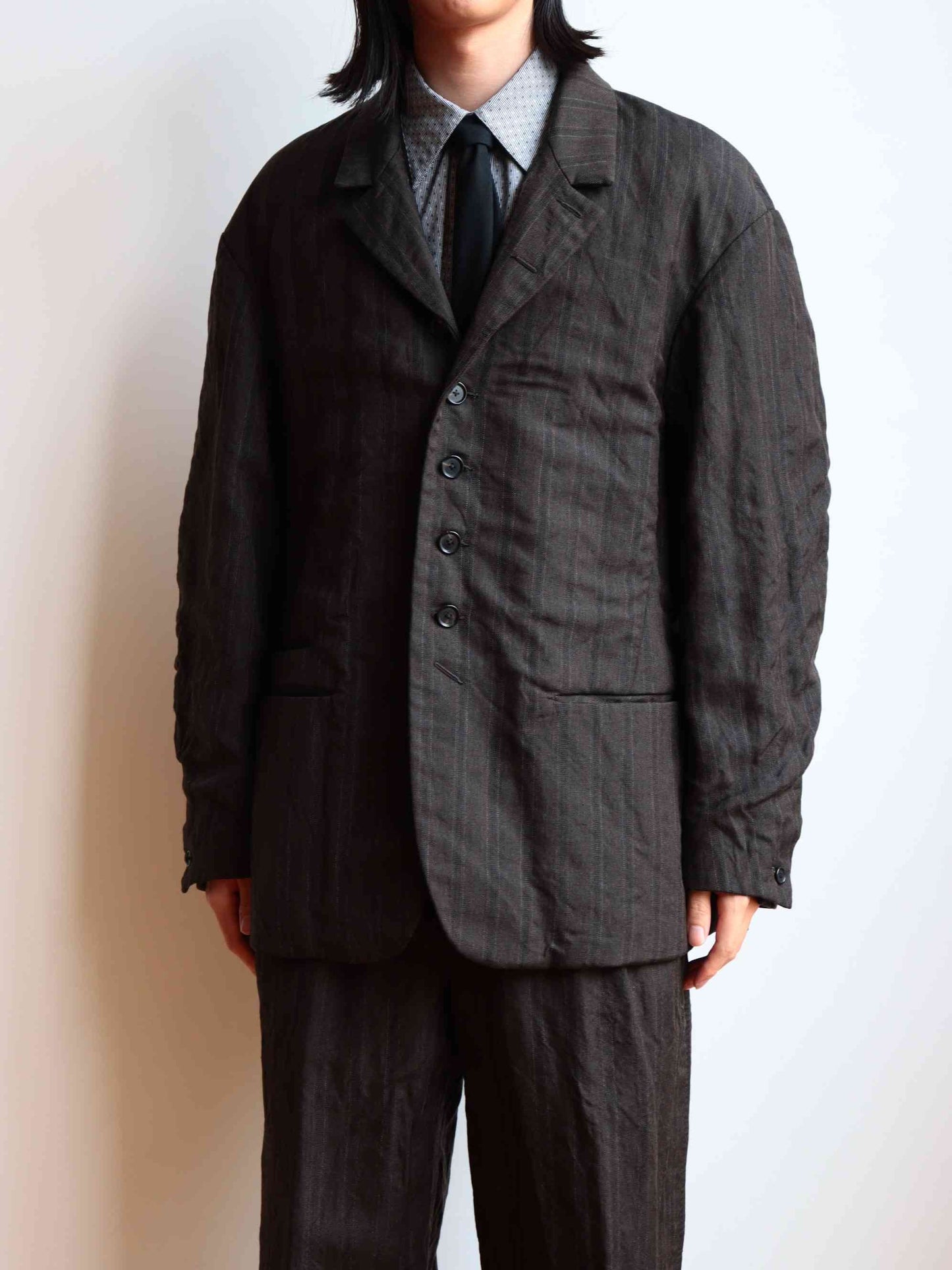 S.SLASH / ウールリネンストライプ アーミッシュジャケット