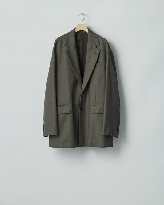 sssteinのEXTRA FINE WOOL OVERSIZED SINGLE BREAST LONG JACKETのカラーはBROWN GREYの商品画像です。こちらの商品は通信販売での購入が可能です。