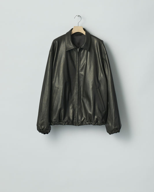 sssteinのLAMBS LEATHER LIGHT ZIP JACKETのカラーがブラックの正面が写った商品画像です。